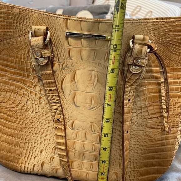 Brahmin Lena Purse crocodile embossed leather satchel tan beige brown - Picture 7 of 9